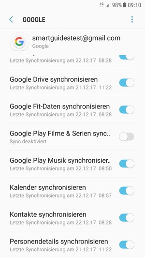 Stellen Sie sicher, dass Kontakte synchronisieren ausgewählt ist