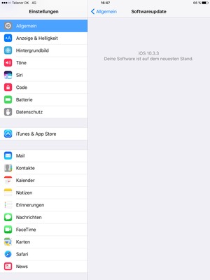 Falls Ihr iPad aktualisiert ist, wird Ihnen der folgende Bildschirm angezeigt