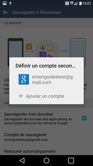 Sélectionnez votre compte de sauvegarde
