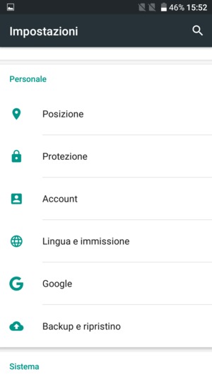 Scorri e seleziona Account