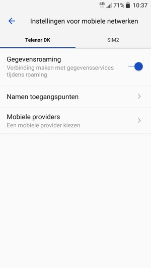 Schakel Gegevensroaming in of uit
