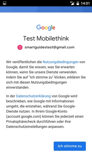 Wählen Sie Ich stimme zu