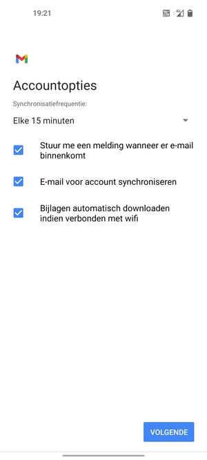 Selecteer VOLGENDE