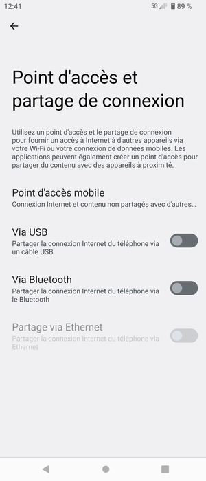 Sélectionnez Point d'accès mobile