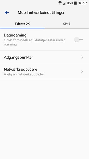 For at skifte netværk, hvis der opstår netværksproblemer, vælg Netværksudbydere