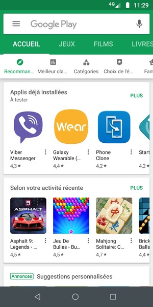 Sélectionnez la barre de Recherche