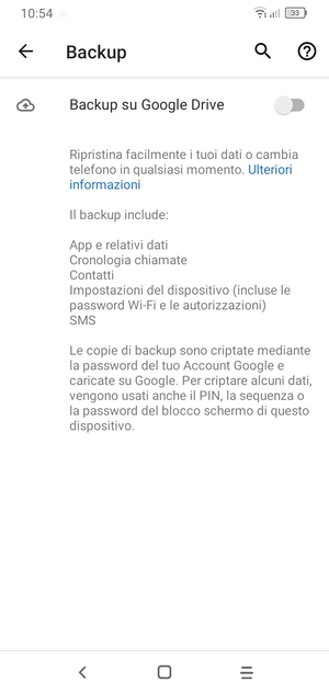 Attiva Backup su Google Drive