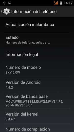 Seleccione Actualización inalámbrica