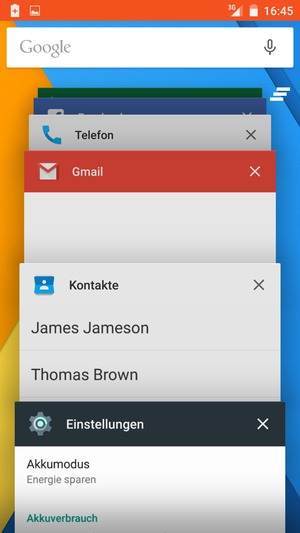 Apps nach rechts streifen, um sie zu schliessen