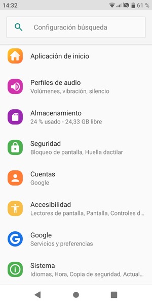 Desplácese y seleccione Seguridad