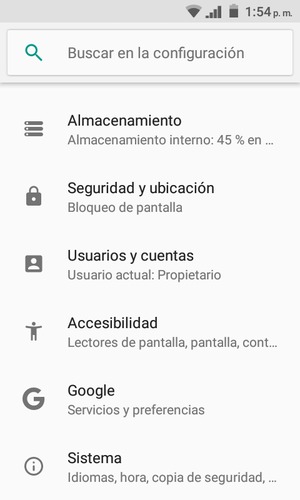 Desplácese y seleccione Seguridad y ubicación