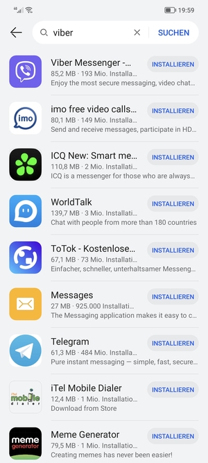Wählen Sie die App