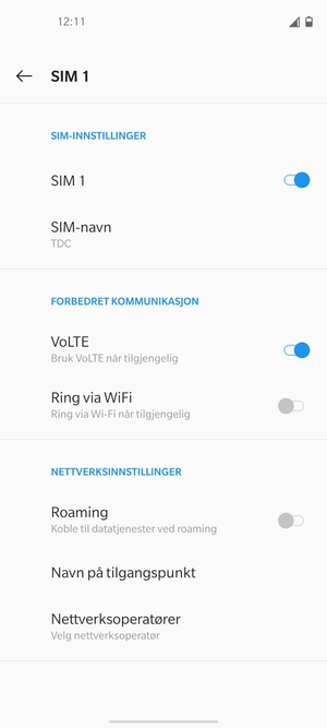 For å bytte nettverk hvis det oppstår nettverksproblemer, velg Nettverksoperatører
