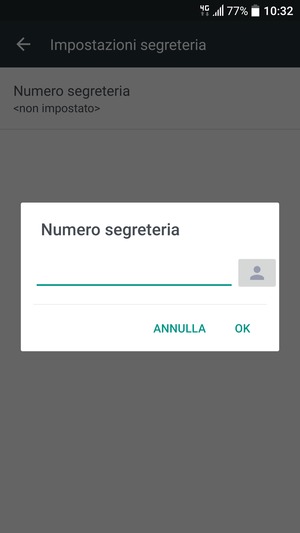 Inserisci il numero della segreteria telefonica e seleziona OK