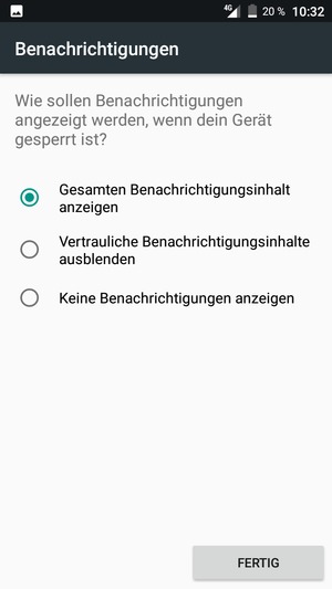 Wählen Sie die gewünschte Option und wählen Sie FERTIG