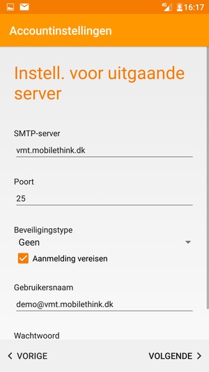 Voer Uitgaand serveradres in