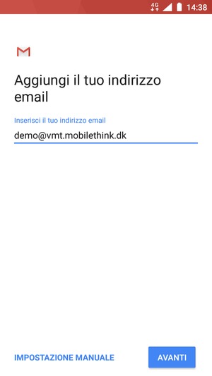 Inserisci il tuo indirizzo email e seleziona AVANTI