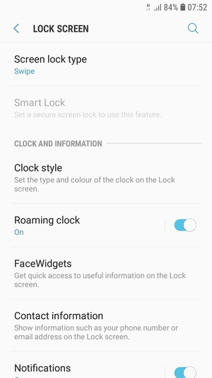 Select Screen lock type