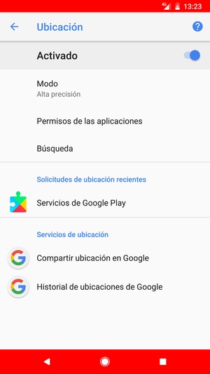 Desactive Ubicación
