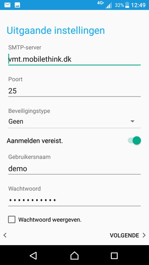 Voer Uitgaand serveradres in