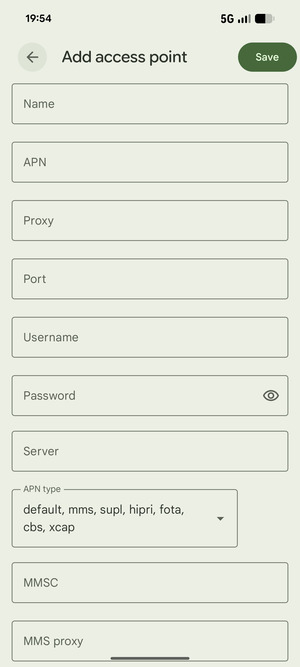 Enter Internet information