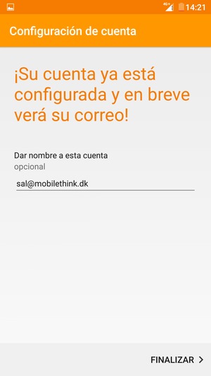 Déle a su cuenta un nombre y seleccione FINALIZAR
