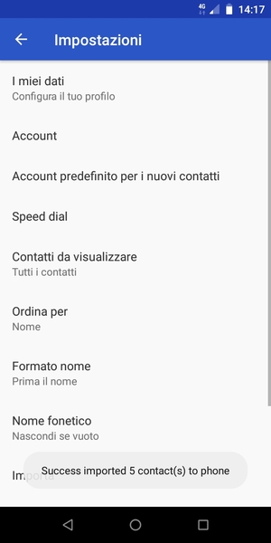 I tuoi contatti verranno salvati sul tuo ZTE