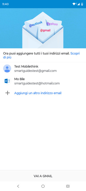Seleziona VAI A GMAIL