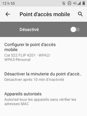 Sélectionnez Configurer le point d'accès mobile