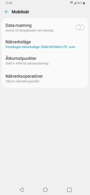 För att byta nätverk om nätverksproblem uppstår, välj Nätverksoperatörer