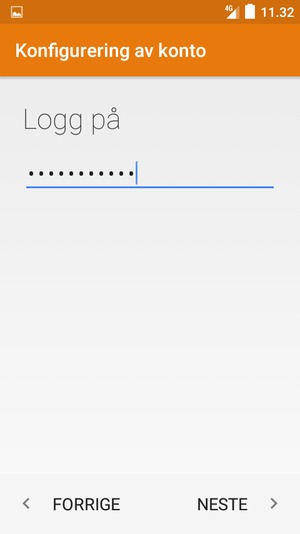 Skriv inn passord og velg NESTE