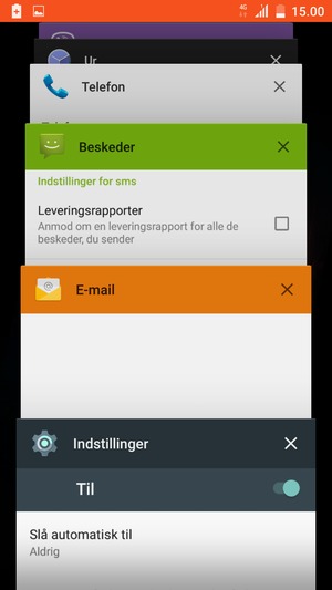 Vælg X-ikonet for at lukke åbne apps