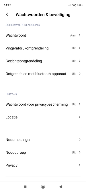 Uw telefoon is nu beveiligd met een schermvergrendeling