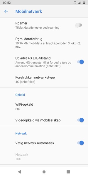 Slå Vælg netværk automatisk fra