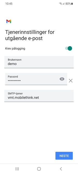 Skriv inn utgående serveradresse