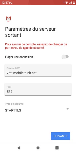 Sélectionnez Type de sécurité
