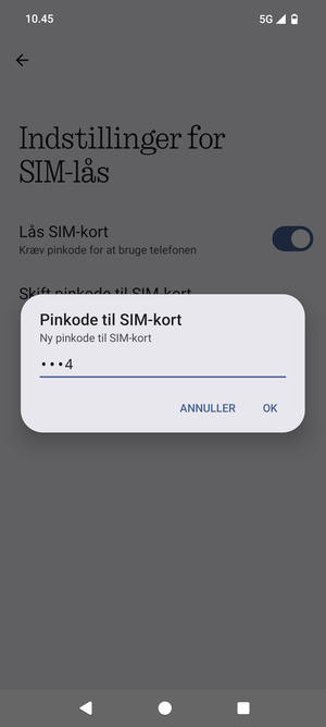 Indtast din Nye pinkode til SIM-kort og vælg OK