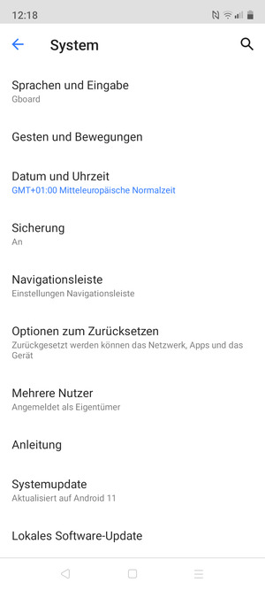 Scrollen Sie und wählen Sie Systemupdate