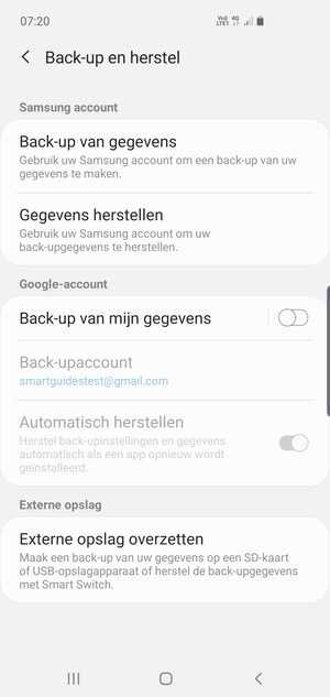 Schakel Back-up van mijn gegevens in