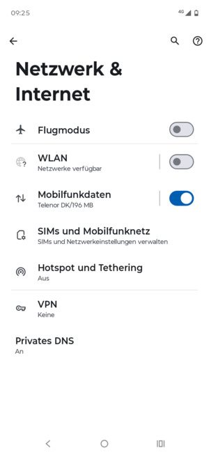 Wählen Sie SIMs und Mobilfunknetz