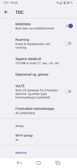 Velg Foretrukket nettverkstype