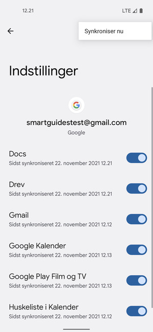 Vælg Synkroniser nu