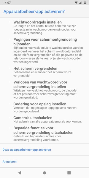 Scroll naar en selecteer Deze apparaatbeheer-app activeren