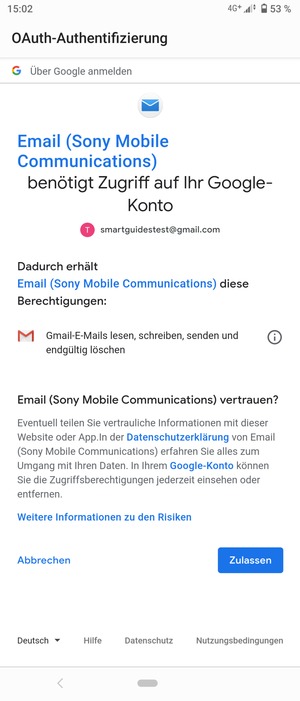 Wählen Sie Zulassen