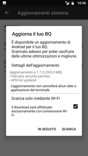 Se il tuo telefono non è aggiornato, seleziona SCARICA