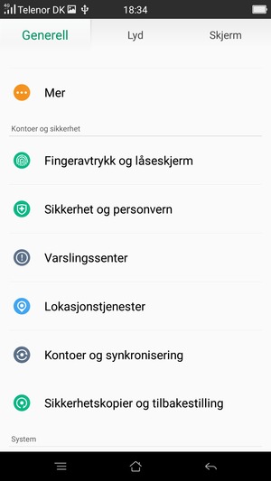Bla til og velg Sikkerhet og personvern