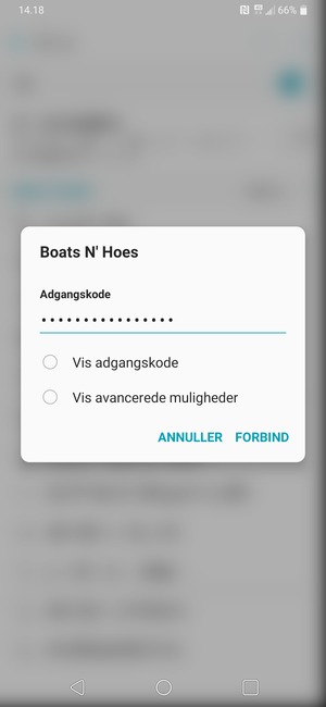 Indtast Wi-Fi adgangskoden og vælg FORBIND