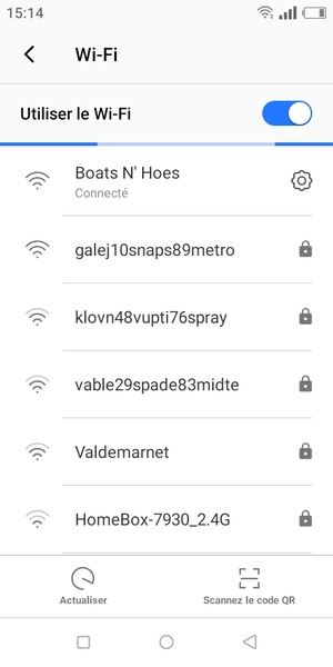 Vous êtes maintenant connecté au réseau Wi-Fi