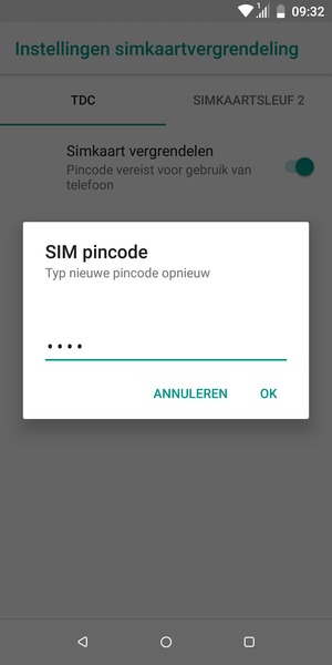Bevestig uw nieuwe SIM pincode en selecteer OK