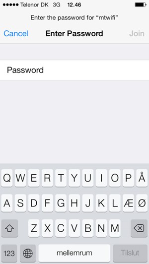 Enter the Wi-Fi password and select Join